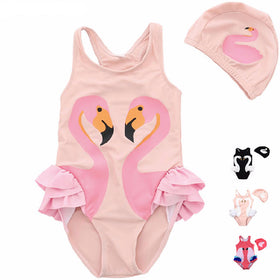 Colorful One Piece Swimsuit With Cap