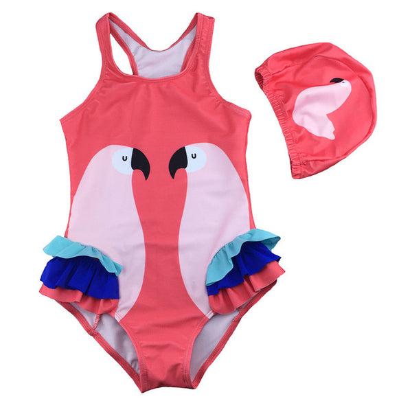 Colorful One Piece Swimsuit With Cap