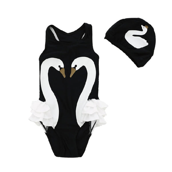 Colorful One Piece Swimsuit With Cap