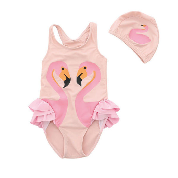 Colorful One Piece Swimsuit With Cap